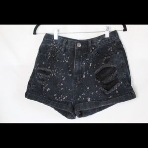 Black denim shorts